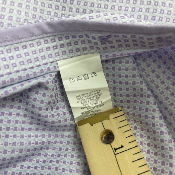 Ryan Seacrest Distinction Dress Shirt Mens 17 36/37 Slim Fit Non-Iron Purple - Picture 12 of 12